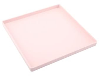Bandeja cuadrada para servir, organizador de encimera resistente rosa decorativo para el hogar, servir café, aperitivos, desayuno, cocina, 11 x 11 pulgadas (rosa)