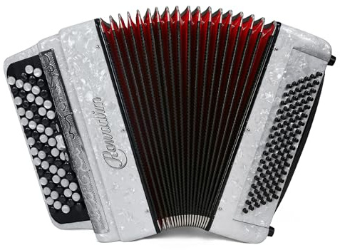 Akkordeon – 69 Tasten 96 Bass professionelles Modell mit Gurt | Premium-Performance-Instrument für Lehrer, Musiker & ernsthafte Enthusiasten (Weiß)