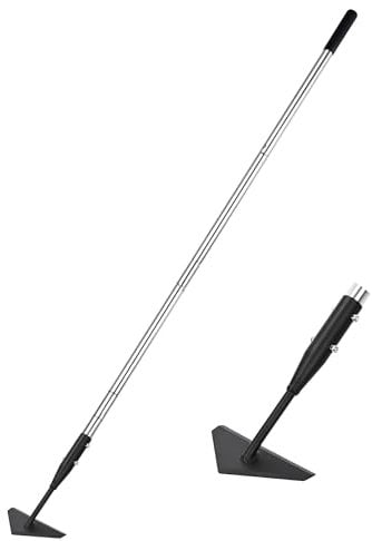 YEELOR Zappa da giardino triangolare, in acciaio al carbonio, con manico lungo in acciaio inox da 140 cm, con manico lungo per scavare, diserbare, zappare il terreno