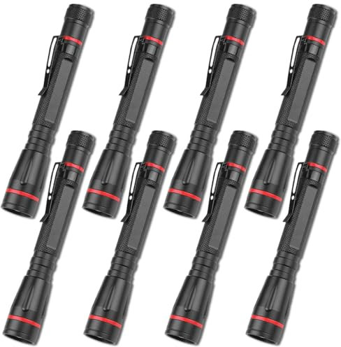 MVIOCS LED-Taschenlampen (8 Stück), hohe Lumen, LED-Taschenlampe, Stiftlicht mit 3 Modi, kleine Taschenlampe, zoombar, leistungsstark und hell für den Außenbereich, Notfall