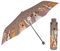 PERLETTI Regenschirm Damen mit Kleinen Hunden - Taschenschirm Manuell für Frauen Mädchen - Handtasche Damenschirm Regen Schirm Kompakt Sturmfest Leicht - Durchmesser 97 cm (Dunkelbraun mit Hündchen)