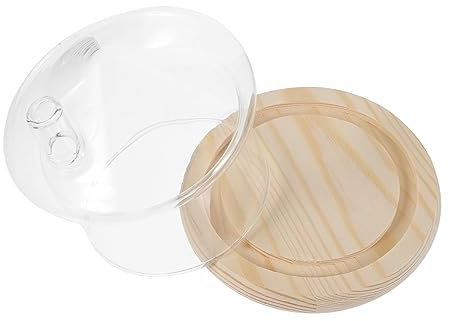 Amosfun Floral Cover Glass Display Elegant House Shape Preserved Flower Adornment Decorative Jar Glass Dome Base