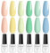 ROSALIND UV Nagellack, Makronen Shellac 6 Farben Rosa Gelb Grün Blau Gel Nagellack Set Soak-Off UV Gel Nail Polish für Anfänger Nail Art Salon DIY