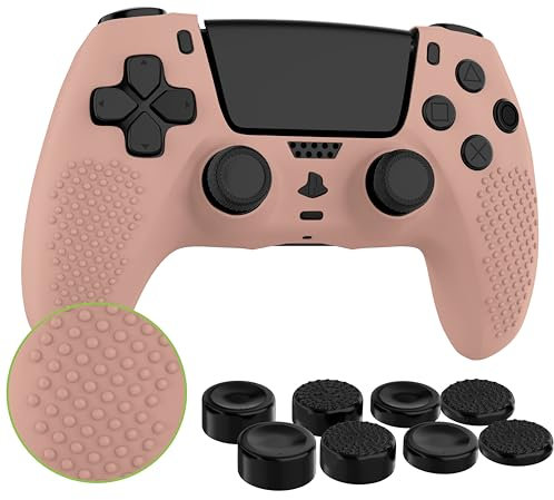 MyGadget Custodia in Silicone compatibile con PS5 Controller - con 8 thumbsticks (2x coppia alta / 2x coppia bassa) - Cover per Playstation Dualsense Wireless in Rosa