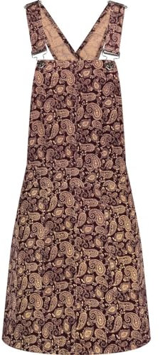Madcap England Women's Retro Mod 60s 70s Cord Corduroy Paisley Pinafore Dunagree Dress Jenny MC1060 (UK, Numeric, 10, Regular, Regular, Tawny Port)