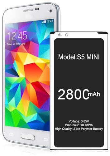 Akku für Samsung Galaxy S5 Mini, 2800mAh Ersatzakku für Samsung Galaxy S5 Mini SM-G800F DuoS SM-G800H Handy/Smartphone Batterie Akku-Ersatzakku ohne NFC