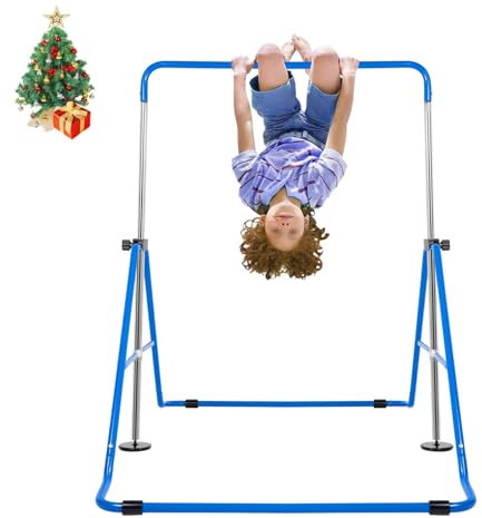 Garbenat Gymnastik Turnreck Kinder Turnstange Garten Gymnastikstange für Kinder Höhenverstellbar Reckstange für 3-6 Jahre Turnreck Trainingsgeräte Übungsstange für Zuhause Indoor 100KG Max -Blau