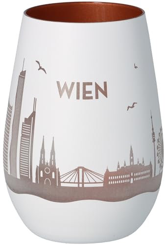 Goodtimes Windlicht Wien Skyline (Weiß & Bronze)