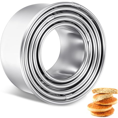 simarro Ausstecher Rund, 5 Stück Keksausstecher Zum Backen Servierringe Runde Ausstechformen Aus Edelstahl Backringe Für Gebäck In 5 Größen Runde Ausstechformen Donut-Ringformen Für Gebäck Teig Donuts