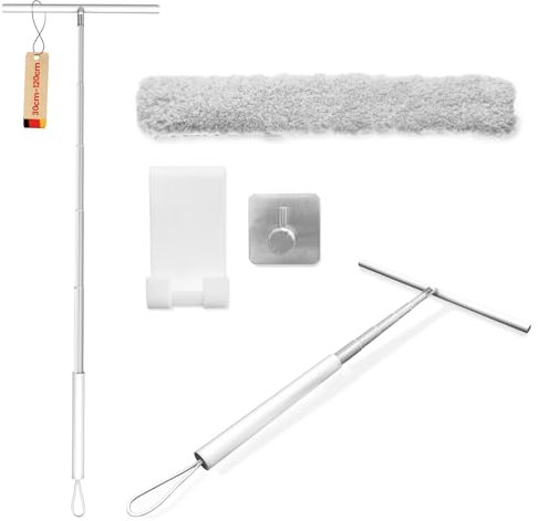 LORESJOY 120cm Duschabzieher Set mit Halterung, Ohne Bohren Abzieher, Duschabzieher Einstellbar 25-120cm, Abzieher für Badezimmer, Dusche Badezimmer Fenster Fensterabzieher (Weiß)