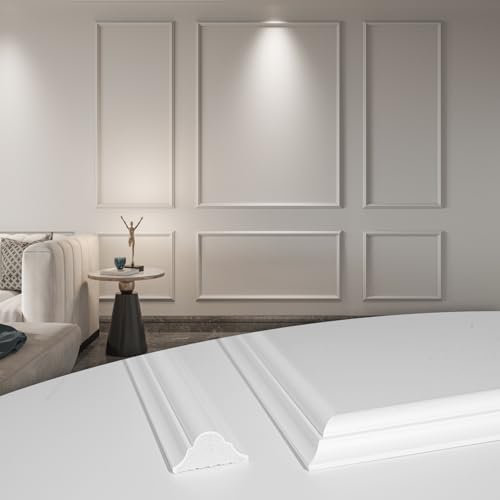 Art3d Pre-Cut Wall Molding Set of 6 pcs, Ready-to-Assemble Wainscoting Panels for Interior Wall Décor Living Room Bedroom Accent Wall - Installed with Glue, 3 Top 3 Bottom