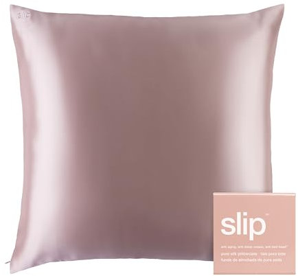 Slip Silk Zip Euro Pillowcase – 100 % reine Maulbeerseide, rosa Farbe, ultraweich & atmungsaktiv, Anti-Aging, Haar & Hautfreundlich, luxuriöses Satin-Finish, 65 x 65 cm, maschinenwaschbar
