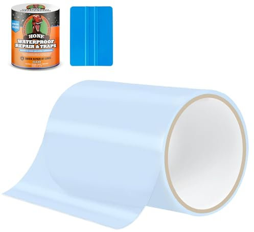Huxawak Waterproof Tape Clear | 4 x 5 ft | Waterproof Patch & Seal Tape with Sealing Tool | UV Resistant Adhesive Tape | Sealant Tape for PVC Pipes, Plumbing & Gutters, Pool Garden Pipe Leak