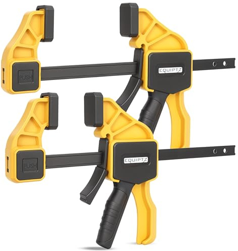EQUIPTZ 12 inch Bar Clamps for Woodworking – 2 Pack Quick Grip Clamps Set with 150 lbs Force – Wood Clamps for Gluing, Carpentry, DIY, and Metalworking (12 inch Size, 2 Pack)