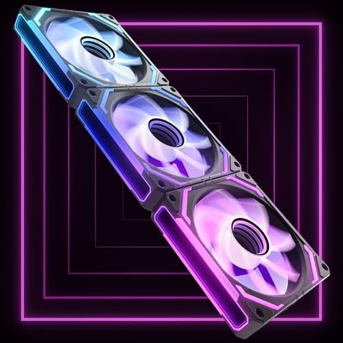 AsiaHorse COSMIQ Ventilateur PC 120MM ARGB Reverse [Lot de 3] [FDB] Dasiy Chain Ventilateur RGB 2000 RPM/68.5 CFM/2,05 MMH2O 5V 3PIN ARGB et ventilateur PWM 4PIN durée de vie de 80000H