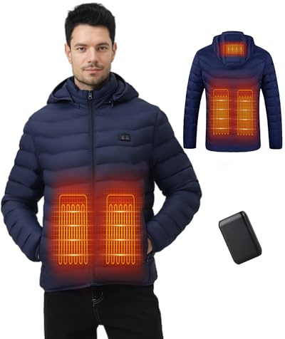 Mincoo Veste chauffante pour homme, veste d'hiver électrique pour homme, veste chauffante rechargeable par USB, avec batterie 5 V, 10 000 mAh, veste thermique chaude pour l'extérieur, moto