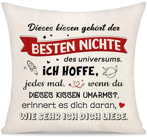 Dieses Kissen Gehört der Besten Nichte Kissenbezug Geschenk für Nichte | Dekorativer Kissenbezug,Geschenke von Tante und Onkel,perfekte Geschenke zum Geburtstag und zu Weihnachten