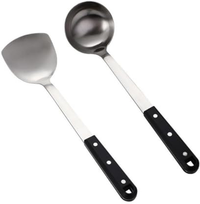 Mipcase Spatola e Cucchiaio in Acciaio Mestoli Cucina e Mestolo Da Cucina Utensili Da Cottura Antiaderente e Facile