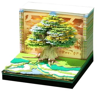 3D Sticky Notes Pad Treehouse-Shaped Tear Away Carving Notepad | 3D Tear Away Mini Desk Calendar for Daily Record, Monthly Planner, Habit Tracker, Bookmark, Desk Decoration, Office Note,