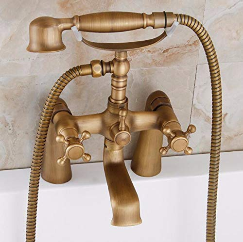 HTTGDGDH Ensemble De Robinetterie De Douche pour Salle De Bain, Entièrement en Cuivre, Robinet De Baignoire Style Antique, Pommeau De Douche Rétro avec Mitigeur Thermostatique.