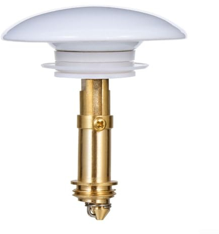 Tapón de desagüe de lavabo desplegable de 66 mm con botón, latón chapado en cromo para tocador (blanco)