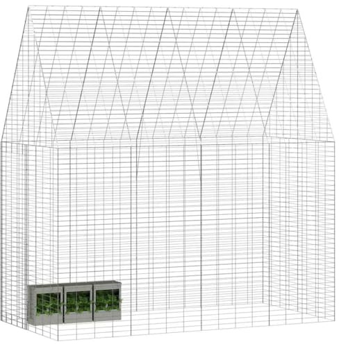 vidaXL Hasenkäfig Silber 200 x 100 x 210 cm Verzinkter Stahl, Garten und Terrasse, Robustes modernes Tierhaus, Wetterfester geschützter Bereich für Deine Lieblinge