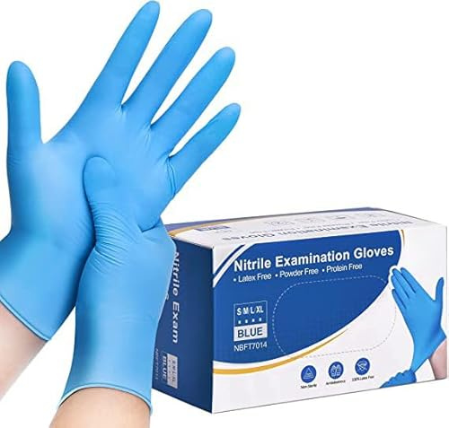 HIVEHYPE Disposable Nitrile Gloves Blue – Latex Free, Powder Free Exam Gloves, Multi-Purpose Non-Sterile Disposable Gloves for Medical, Cleaning, Food Prep, Industrial Use (1000, MEDIUM)