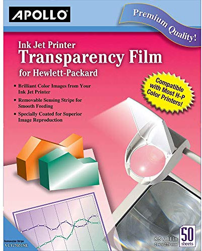 Apollo Transparenzfolie für Tintenstrahldrucker, für Hewlett-Packard, 50 Blatt/Packung (VCG7031S)