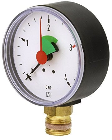 Cornat T593700 Manometer 0-4 bar,selbstdichtend für Anschluss von unten, 3/8 Zoll