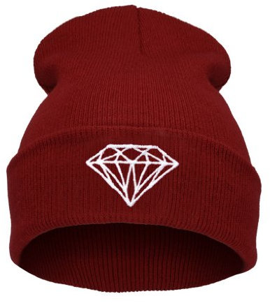 4sold Beanie Mütze Hat Mütze Bad Hair Day Fuckin Problems Comme des Fuckdown.Hit Neu 200 Models (Diamant dunkel rot-weiß)