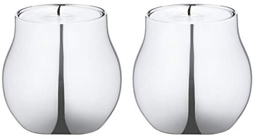 Georg Jensen Teelichthalter, 2 Stück, aus spiegelnd poliertem Edelstahl, Cafu-Kollektion