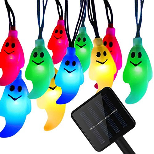 SUAVER Außen Weihnachten Lichterkette, 20LED Geist Solar Lichterkette 4.8m, Solarbetrieben Lichterkette wasserdichte Solar Beleuchtung Kugel für Party, Weihnachten,Party