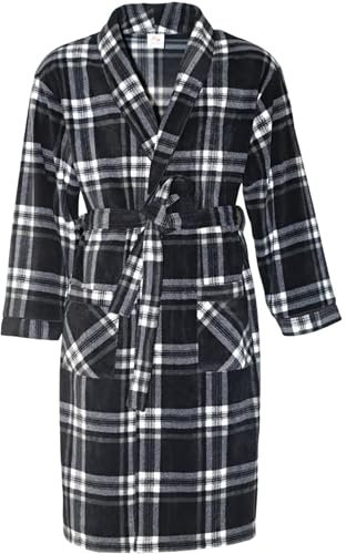 SaneShoppe Vestaglia da uomo con collo sciallato a quadri 300 gsm (S-M, Grigio)