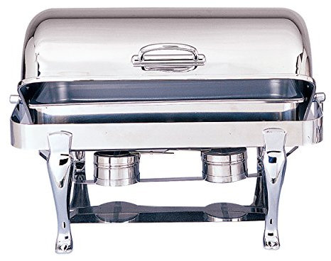 Elegance 89842 8 Qt. Stainless Steel Rectangular Roll Top Chafing Dish, Silver
