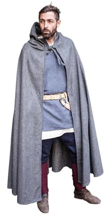 Burgschneider - Kapuzenumhang Hibernus - Grau (L, für Damen & Herren, Wolle) Historisch - Medieval