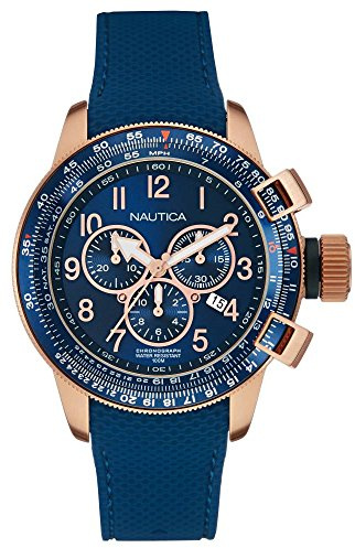 Nautica Herrenuhr Chronograph Quarz mit Lederarmband – NAI28500G