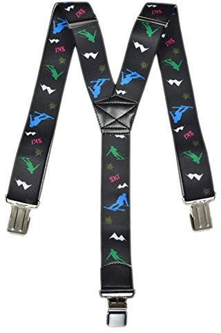 Olata Hosenträger für Skihosen | x- und y-förmige Hosenträger (Schwarz/Mehrfarbig) – 4 cm. Erwachsene. Y-Form