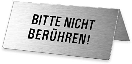 Tischaufsteller Bitte nicht Berühren 85x40 mm Tischschild aus Edelstahl Nr.2668-1