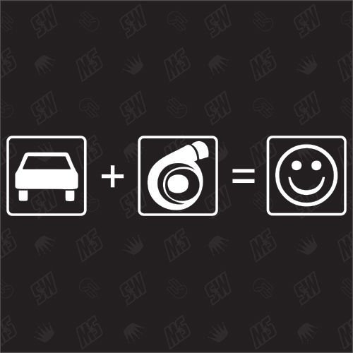 speedwerk-motorwear Auto + Turbo = Smiley - Aufkleber, Autoaufkleber, Sticker, Turbolader, Scheibenaufleber, Silhouette, Tuning, Design, Car, Umrandung, Styling, Zubehör, KFZ