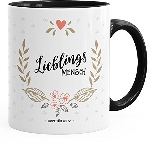 MoonWorks Geschenk-Tasse Kaffee-Tasse Lieblingsmensch Danke Liebe Freundschaft Familie Tasse Innenfarbe schwarz Unisize