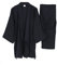 Robes de Style Japonais pour Hommes en Vrac Pur Coton Kimono Pyjamas Suit Noir L