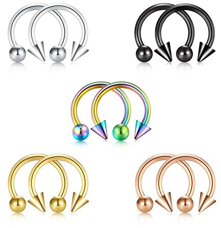 5 Paar Nasenpiercing 1,2mm Septum Hufeisen Chirurgenstahl Lippen Nase Brust Helix Ring Piercing Briana Williams