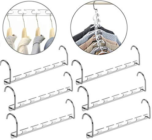 Queta Magische Kleiderbügel aus Metall für Kleidung und Mäntel, Organizer aus Edelstahl zum Aufhängen, platzsparend, 6 Stück