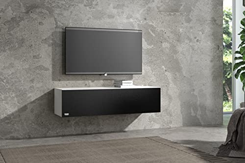 Wuun® TV Lowboard TV Board hängend I 100cm-280cm I Hängeschrank Wohnwand/Somero Weiß-Matt/Schwarz-Matt I 120cm