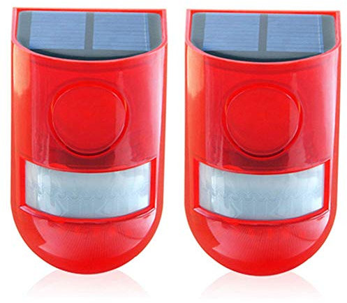 Keeda, solarbetriebene Alarmlampe, 110 dB, Klang und Licht, Notfall-Stroboskoplicht, Bewegungssensor, Sicherheitslampe für Außenbereich, Bauernhof, Scheunen, 2 Stück