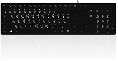 Accuratus 301 - Arabic - USB Full Size, Super Slim Multimedia Keyboard with Square Modern Keys - Black