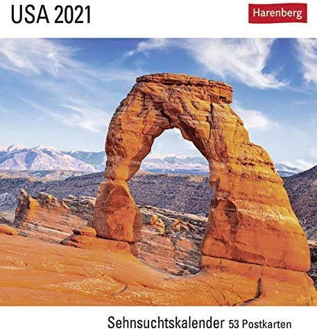 Sehnsuchtskalender USA - Kalender 2021 - Harenberg-Verlag - Postkartenkalender mit 53 heraustrennbaren Postkarten - 15,8 cm x 18 cm