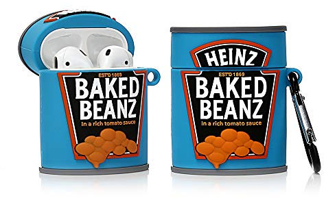 ZAHIUS Airpods Silicone Case Funny Cover Compatible for Apple Airpods 1&2 [3D Canned Beverage Cartoon Pattern][Best Gift for Girl Boy] (Baked Bean Sauce)