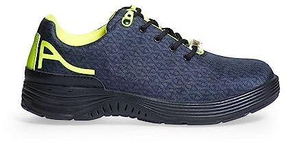 ABEBA 7131860 X-LIGHT Niedriger Schuh, S3, SRC, Schwarz/Neon Orange, Größe 43