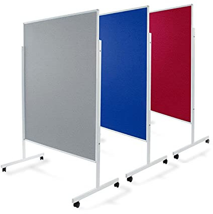 Floordirekt Filz Moderationstafel Metaplanwand mit feststellbaren Rollen | Filztafel Pinnwand | Moderationswand Doppelseitig nutzbar | Stabiler Metallrahmen (150 x 120 cm, Rot)